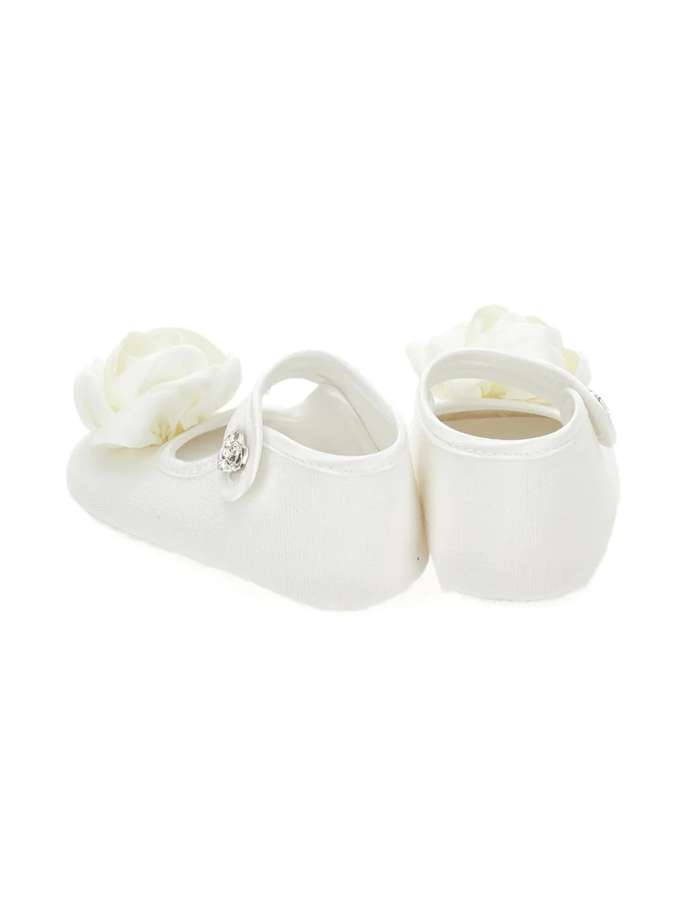 Monnalisa floral-appliqué crib shoes White