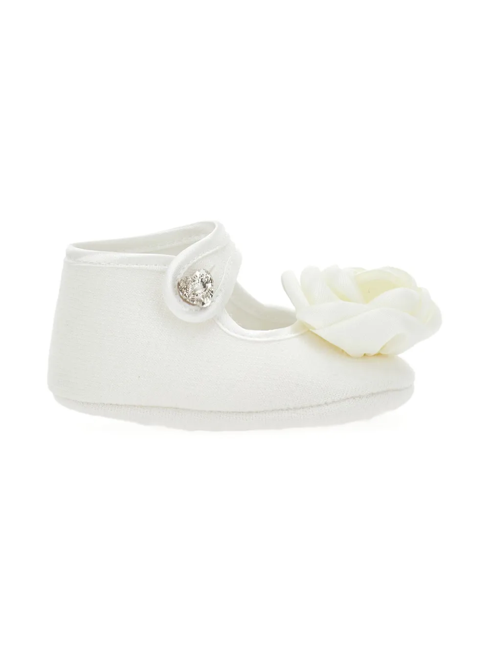 Monnalisa floral-appliqué crib shoes White