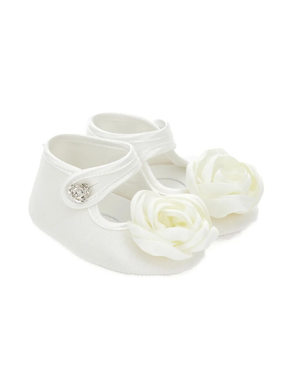 Monnalisa floral-appliqué crib shoes White