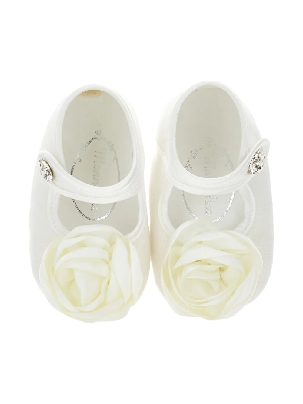Monnalisa floral-appliqué crib shoes White