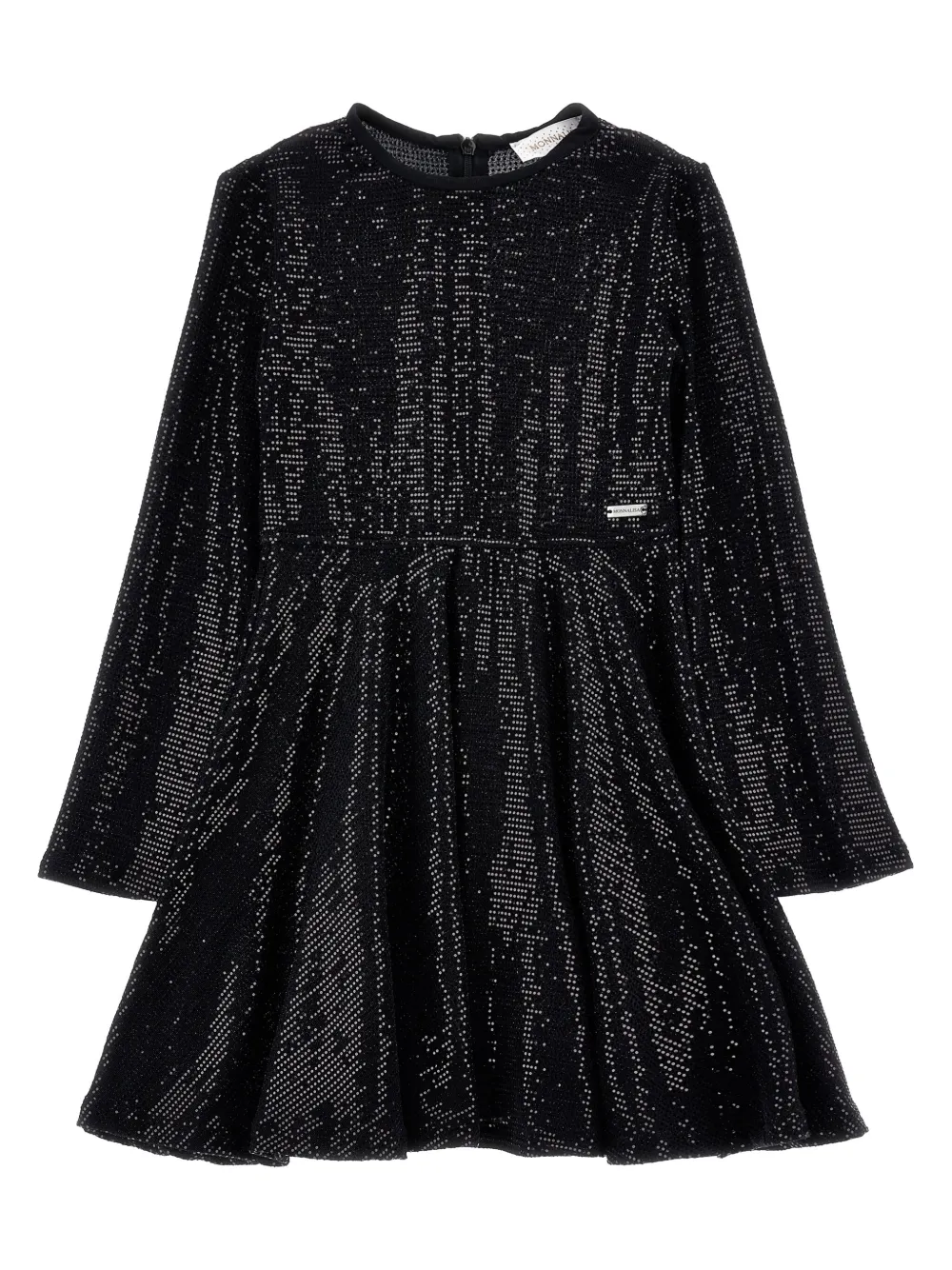 Monnalisa Kids' Crystal-embellished Dress In Black