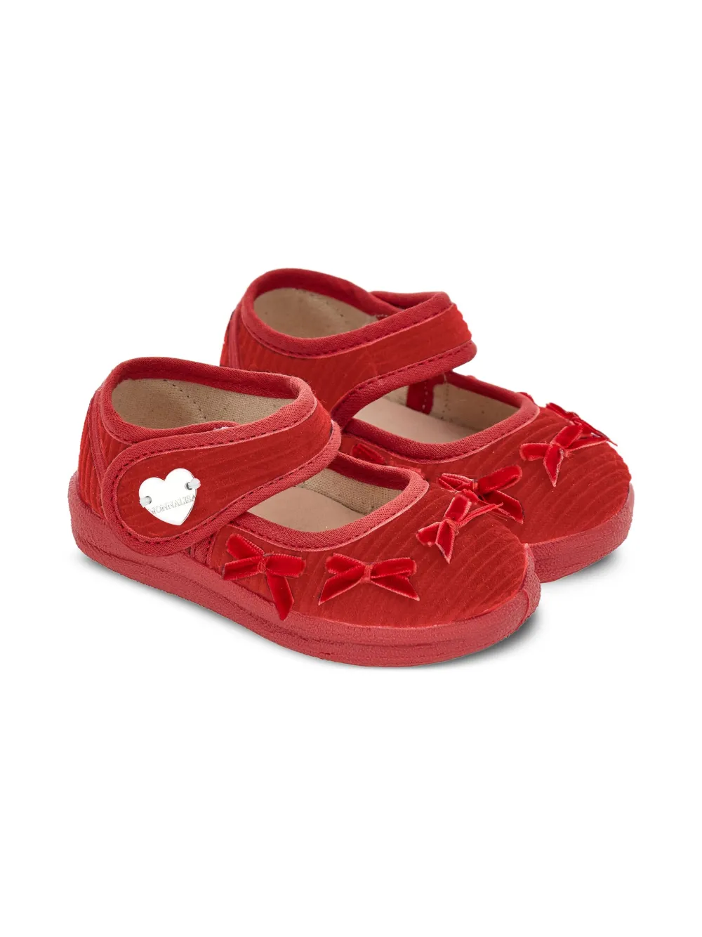 Monnalisa Mary Jane fluwelen schoenen verfraaid met strik Rood