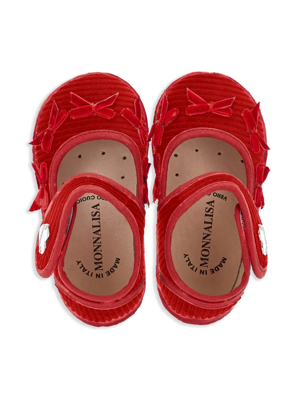 Monnalisa Mary Jane fluwelen schoenen verfraaid met strik Rood