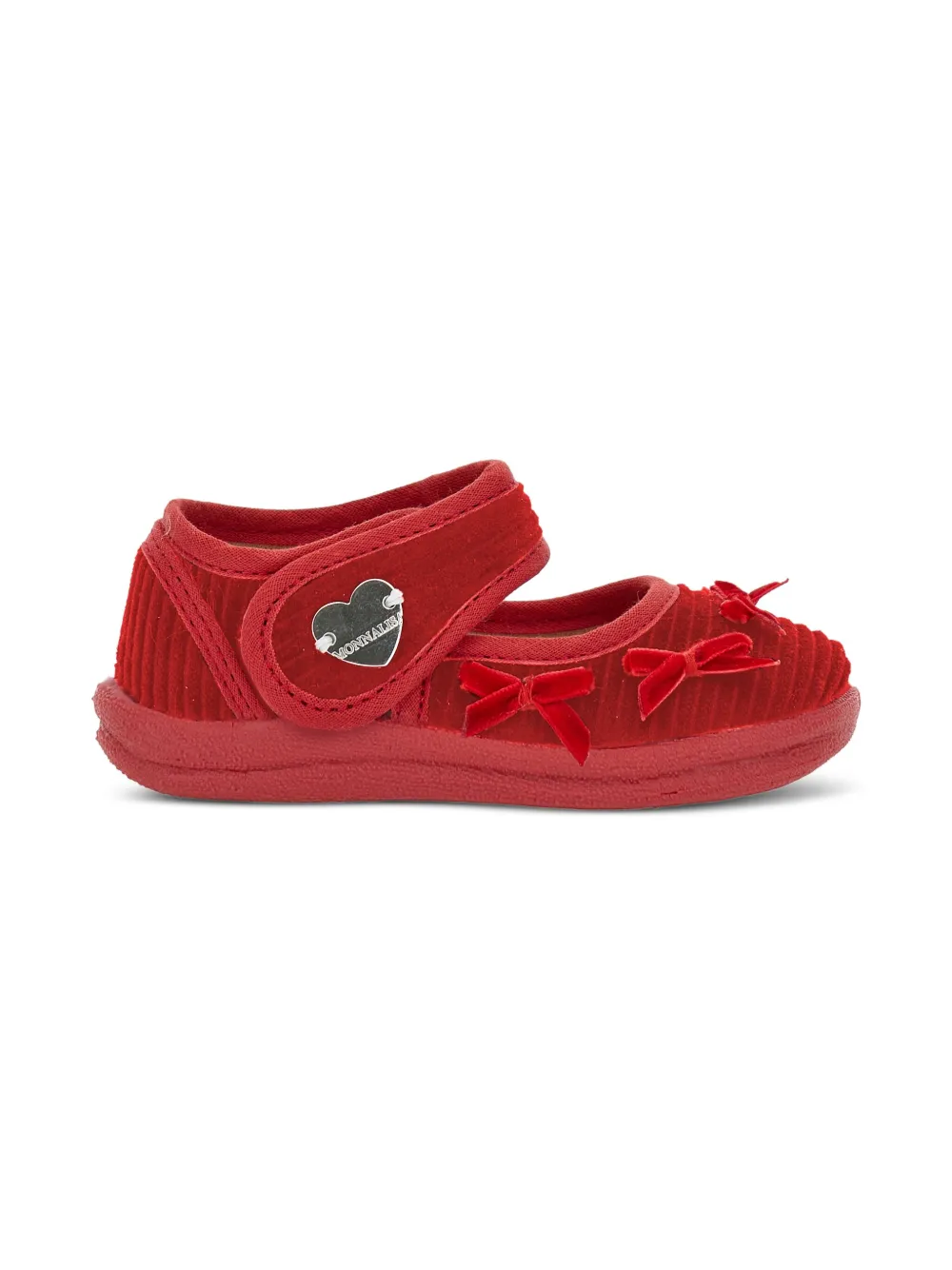 Monnalisa Mary Jane fluwelen schoenen verfraaid met strik Rood