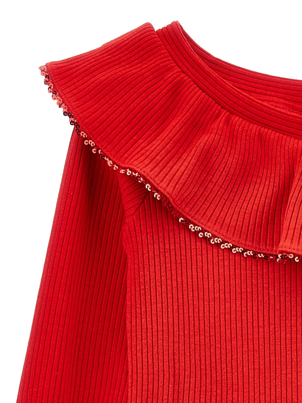 Monnalisa Ribbed-knit Dress In Red