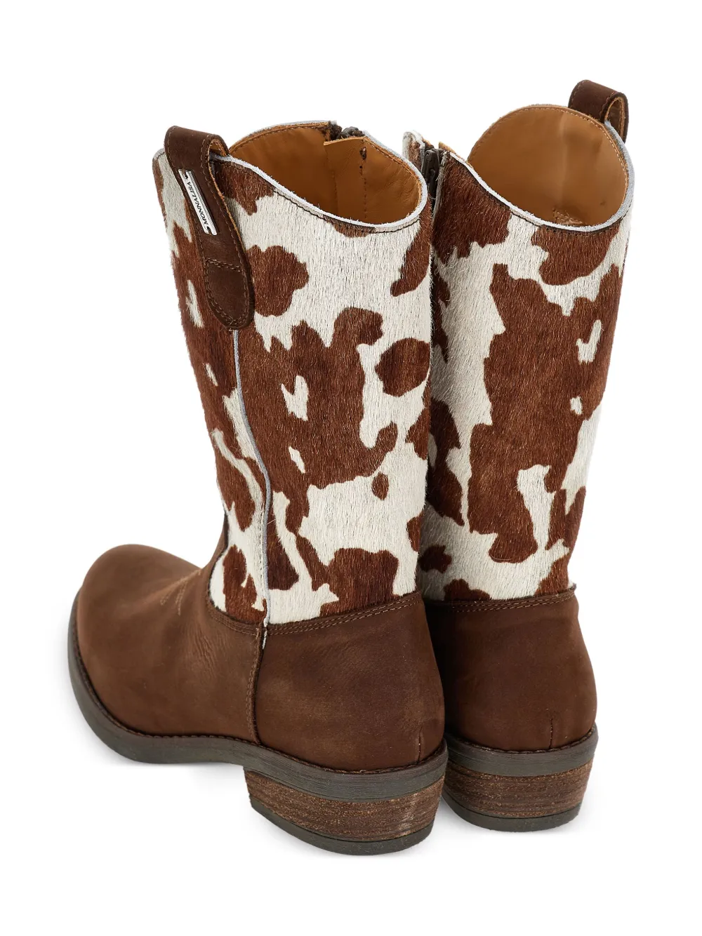 Monnalisa cow-print cowboy boots Brown