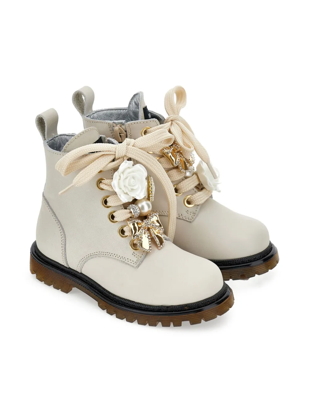 Monnalisa floral-appliqué boots | White | Image 1