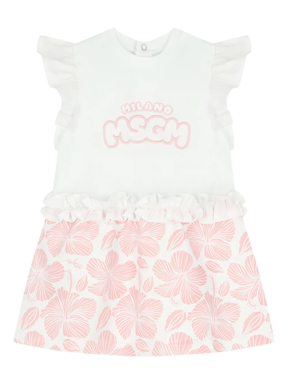 MSGM Kids Jurk met bloe print Wit
