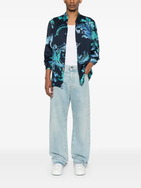 Versace Jeans Couture アウトライン バロッコ シャツ | ブルー
