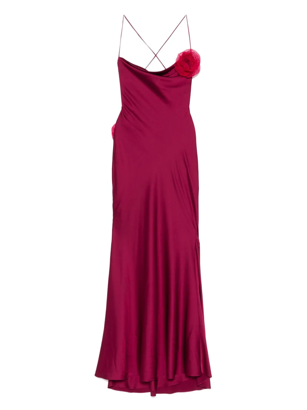 floral-appliqué maxi dress