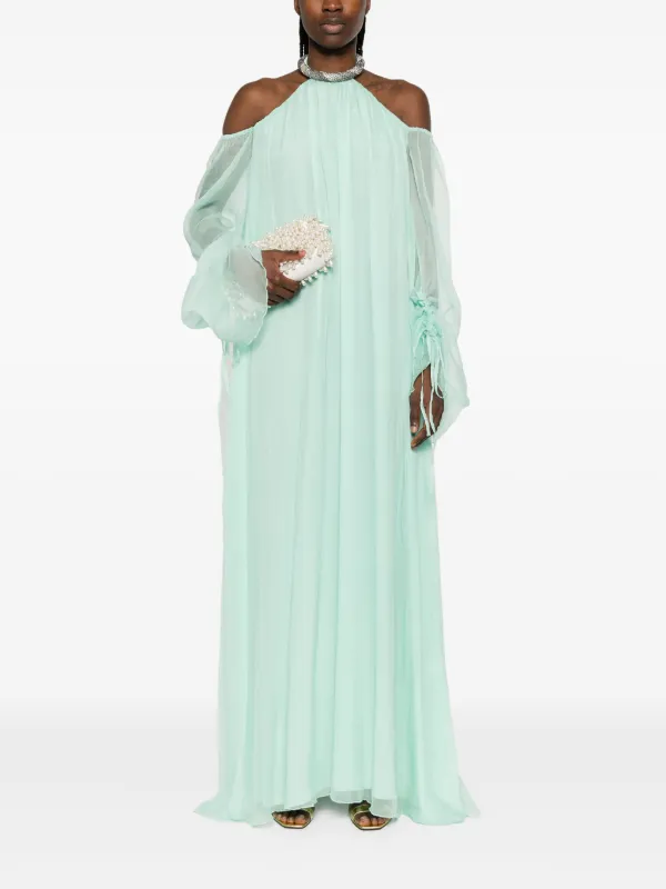 Amen Silk Chiffon Maxi Dress | Green