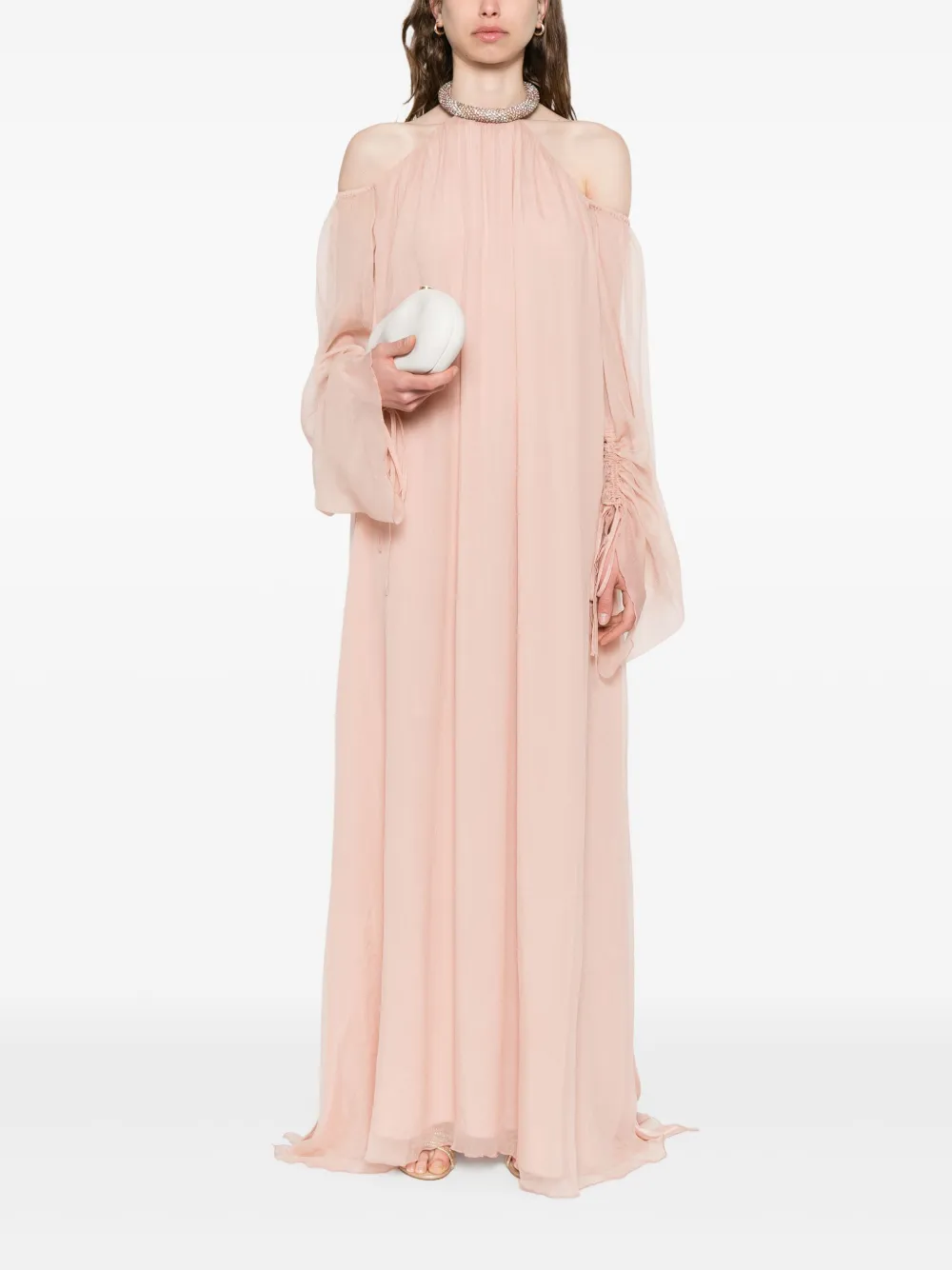 Amen silk chiffon maxi dress - Roze