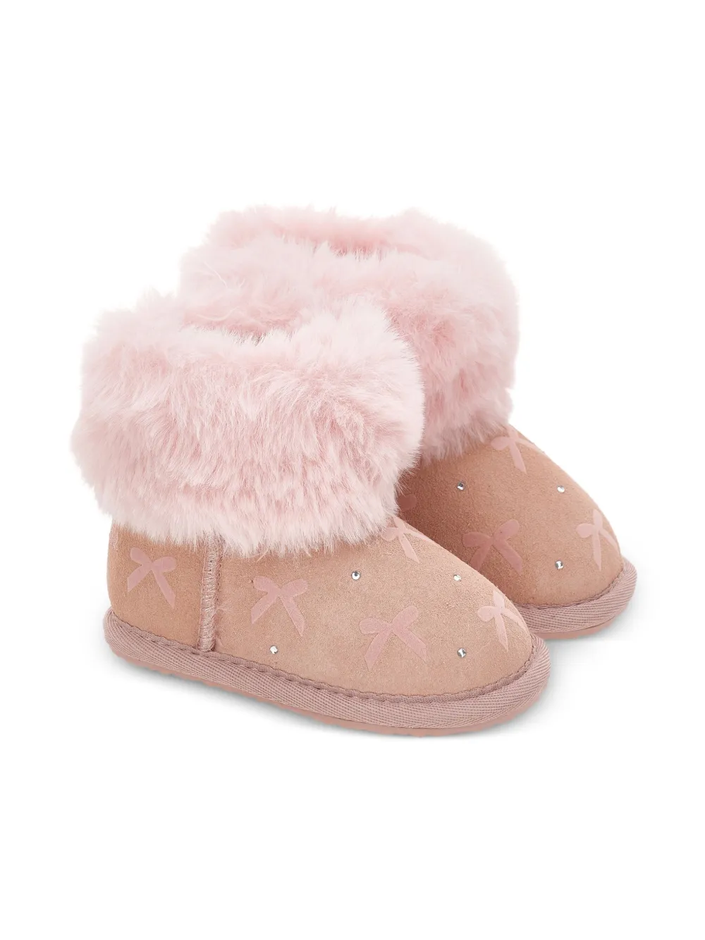 Monnalisa fur-trimmed embellished boots Pink