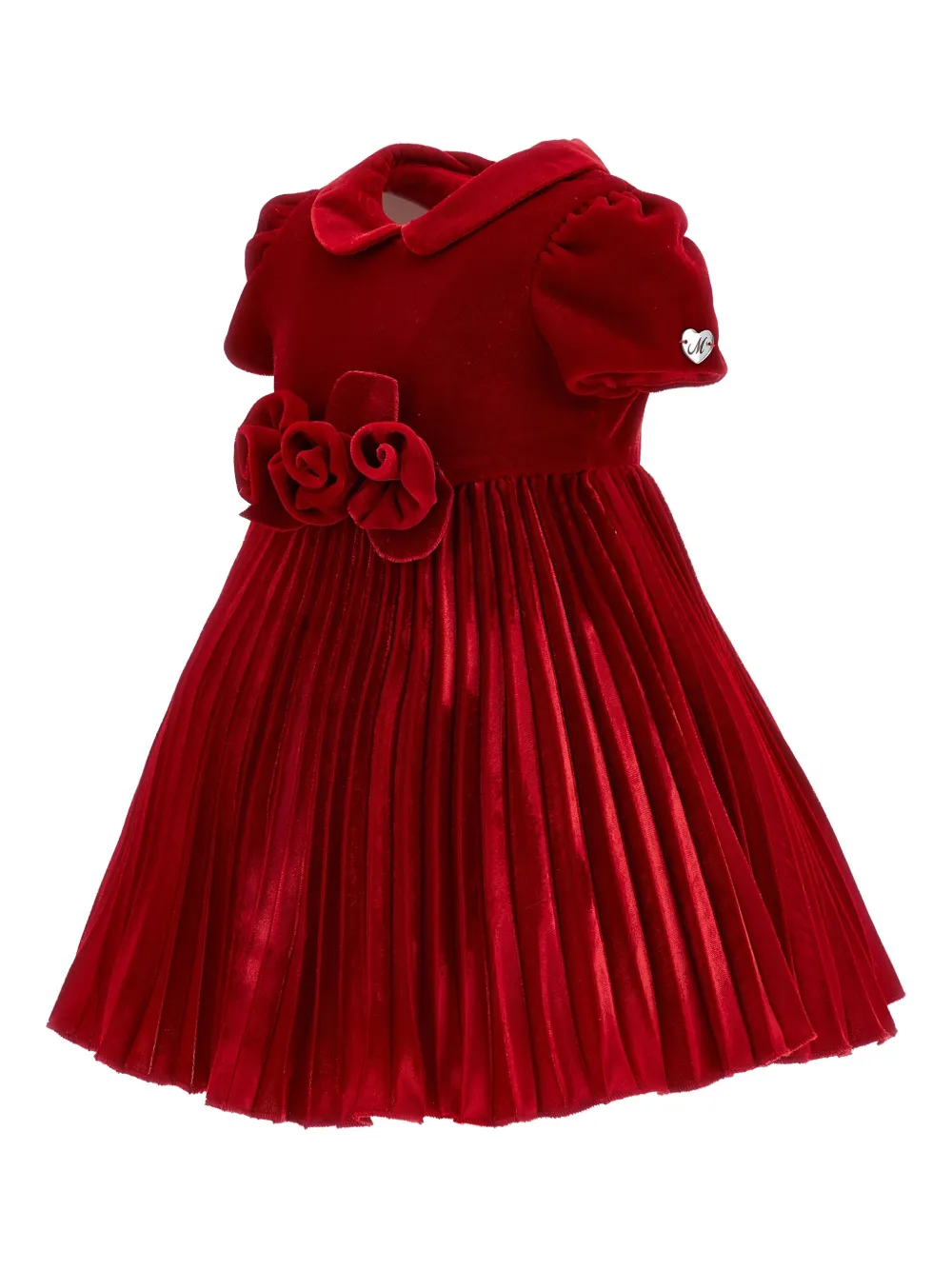 Monnalisa Geplooide jurk met korte mouwen Rood