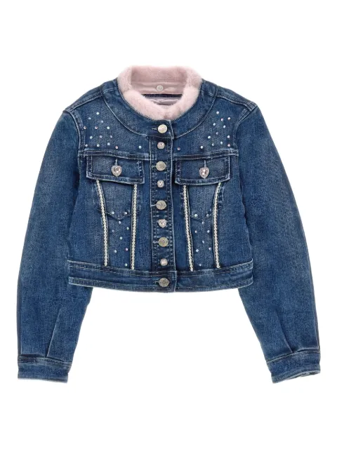 Monnalisa crystal-embellished denim jacket
