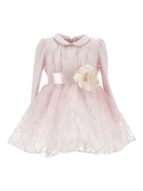 Monnalisa heart-patterned tulle dress