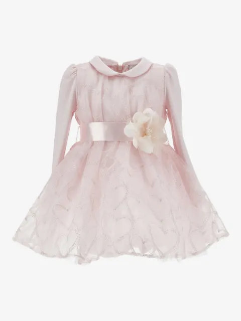 Monnalisa heart-patterned tulle dress