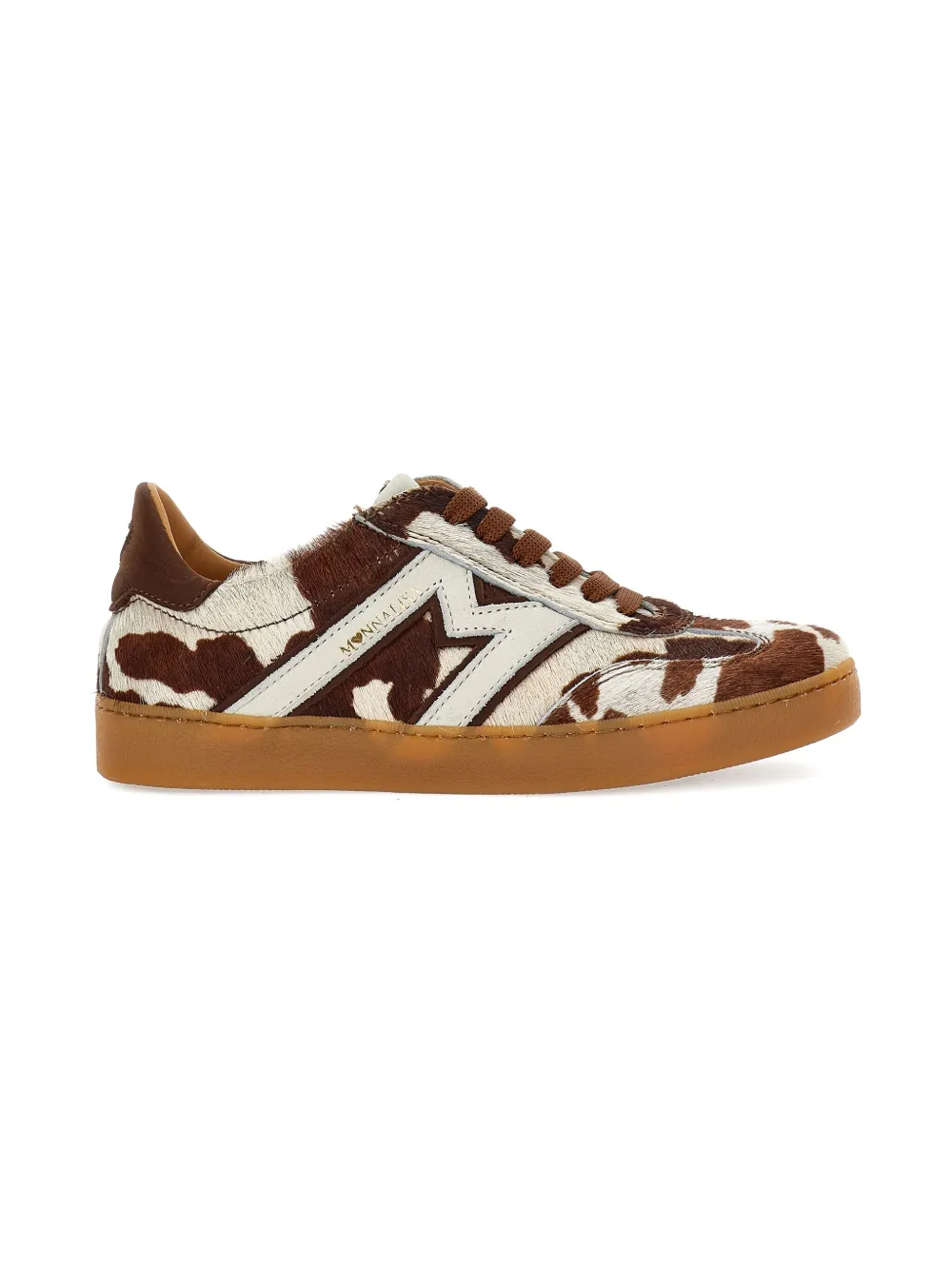 Monnalisa cow-print lace-up sneakers Brown