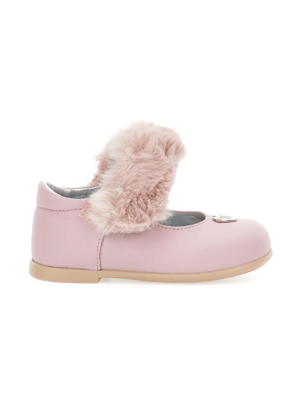 Monnalisa faux-fur strap ballet flats Pink