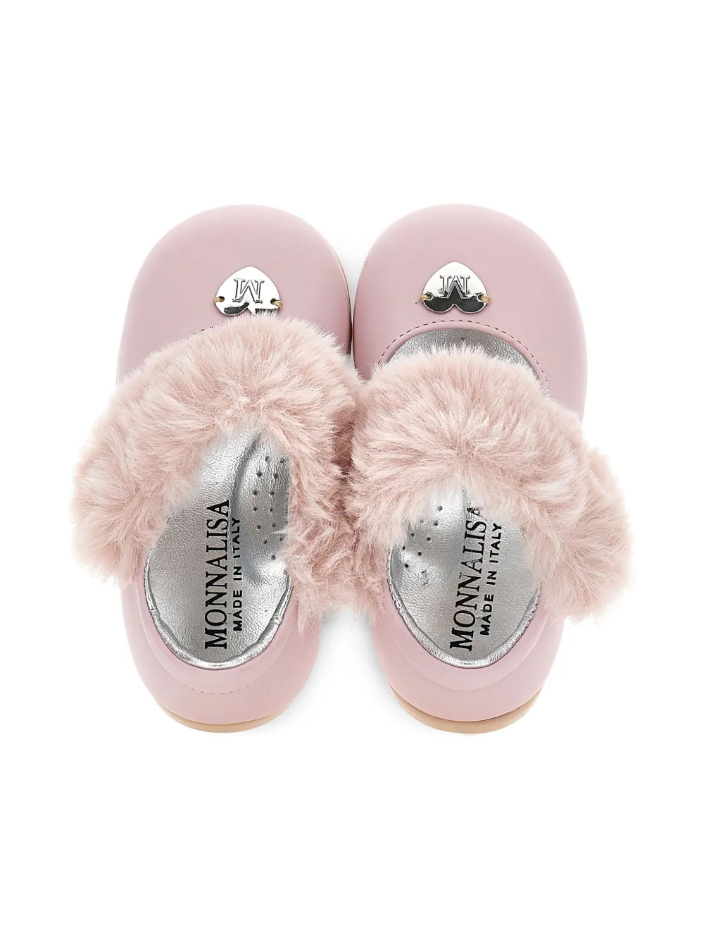 Monnalisa faux-fur strap ballet flats Pink