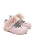 Monnalisa faux-fur strap ballet flats - Pink