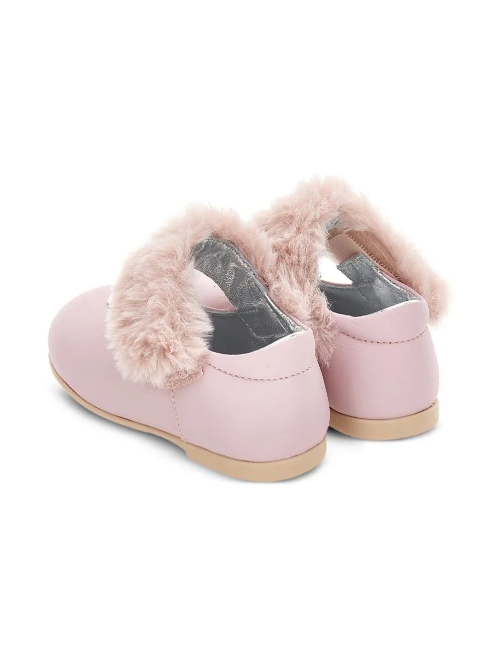 Monnalisa faux-fur strap ballet flats Pink