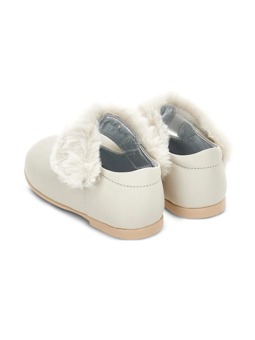 Monnalisa fur-trimmed ballet flats Neutrals