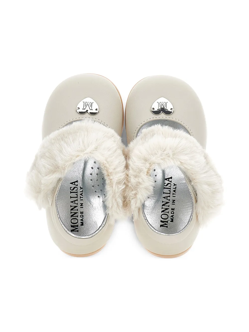 Monnalisa fur-trimmed ballet flats Neutrals