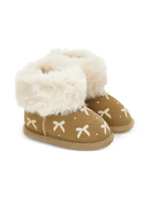 Monnalisa bow-embellished fur-lined boots