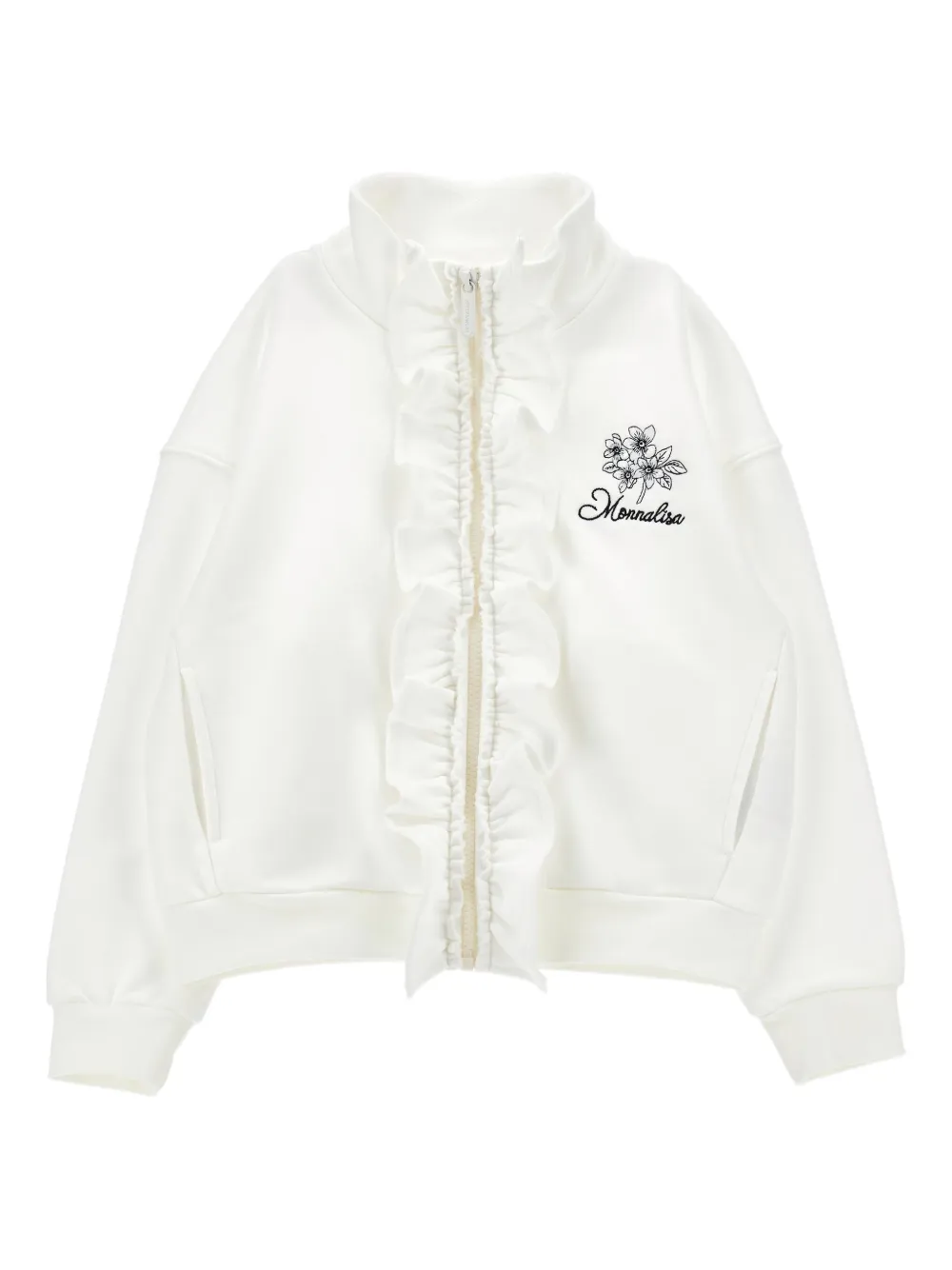 Monnalisa Sweater met ruches en rits Wit