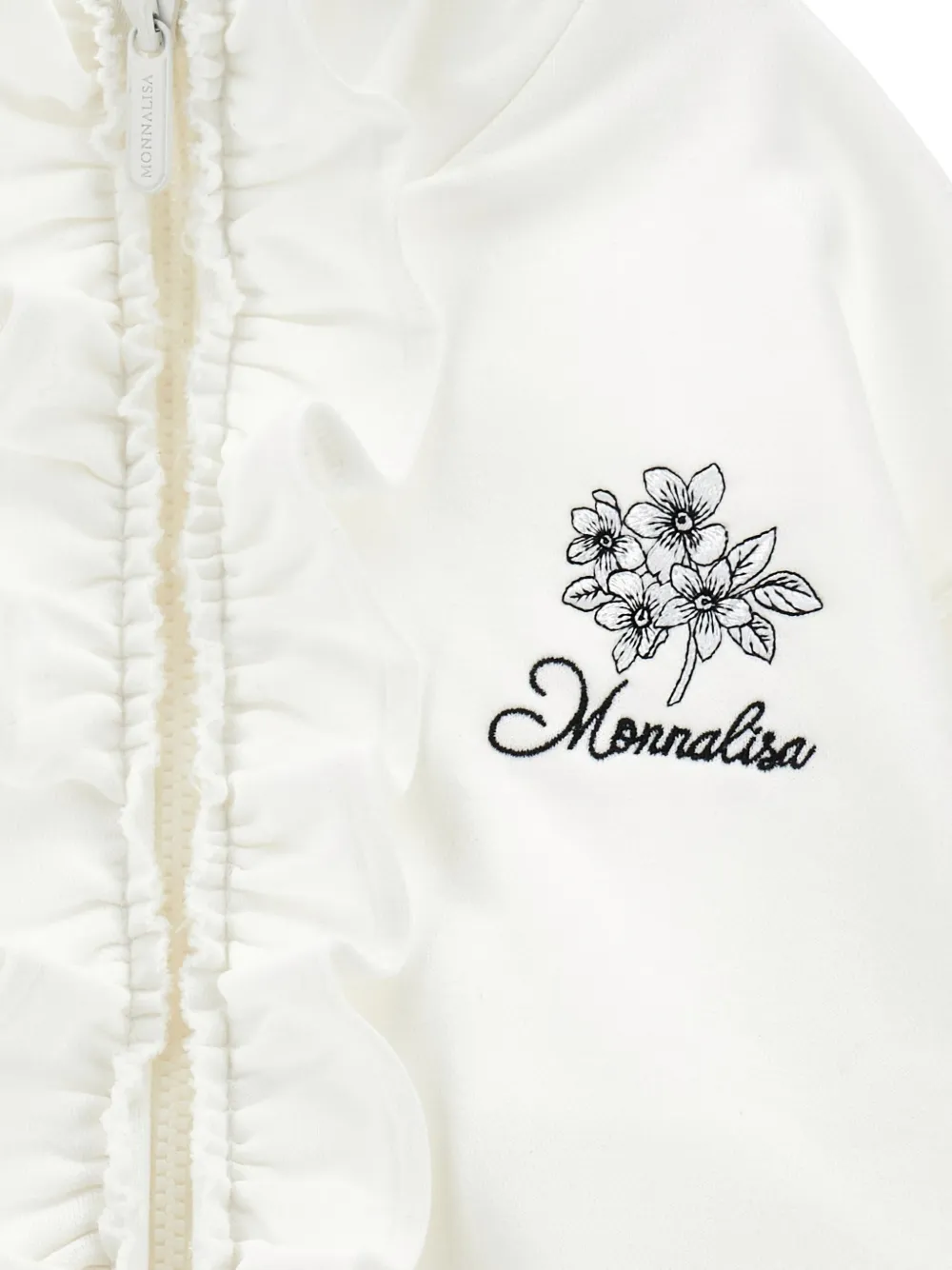 Monnalisa Sweater met ruches en rits Wit