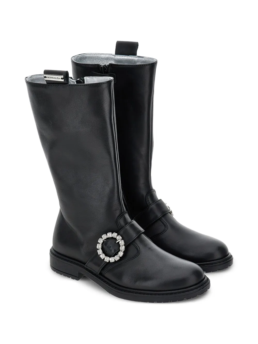 Monnalisa crystal-embellished knee-high boots Black