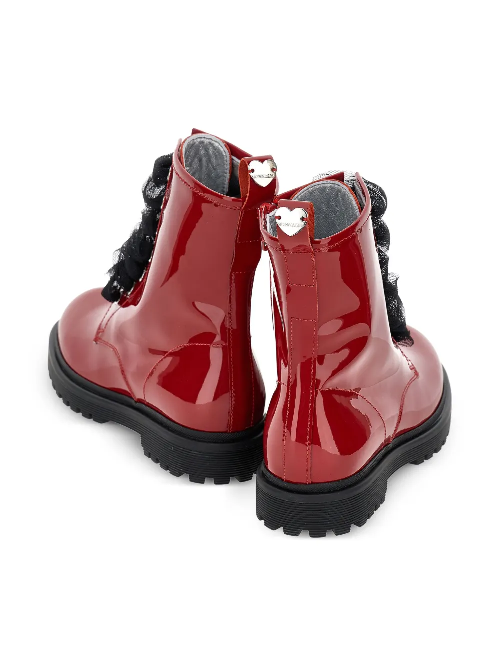 Monnalisa patent lace-up combat boots Red