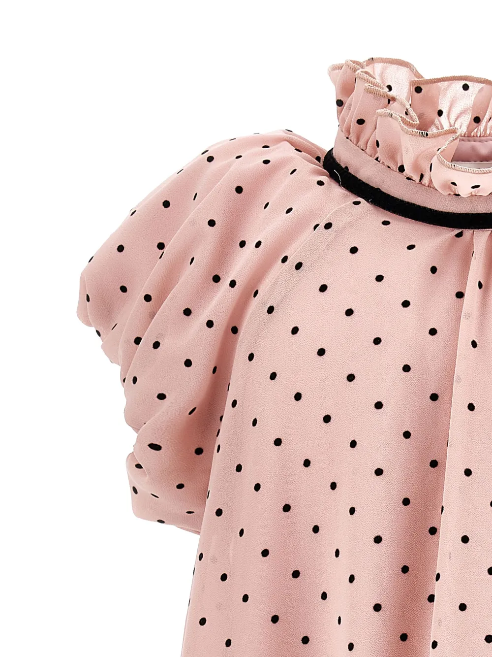 Monnalisa Jurk met stippen en ruches Roze