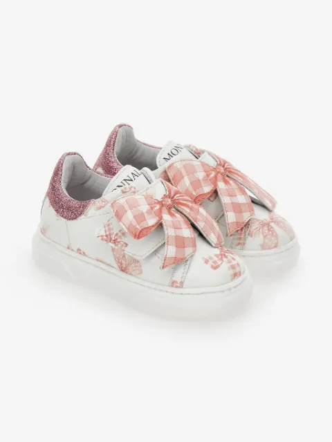 Monnalisa bow-print leather sneakers