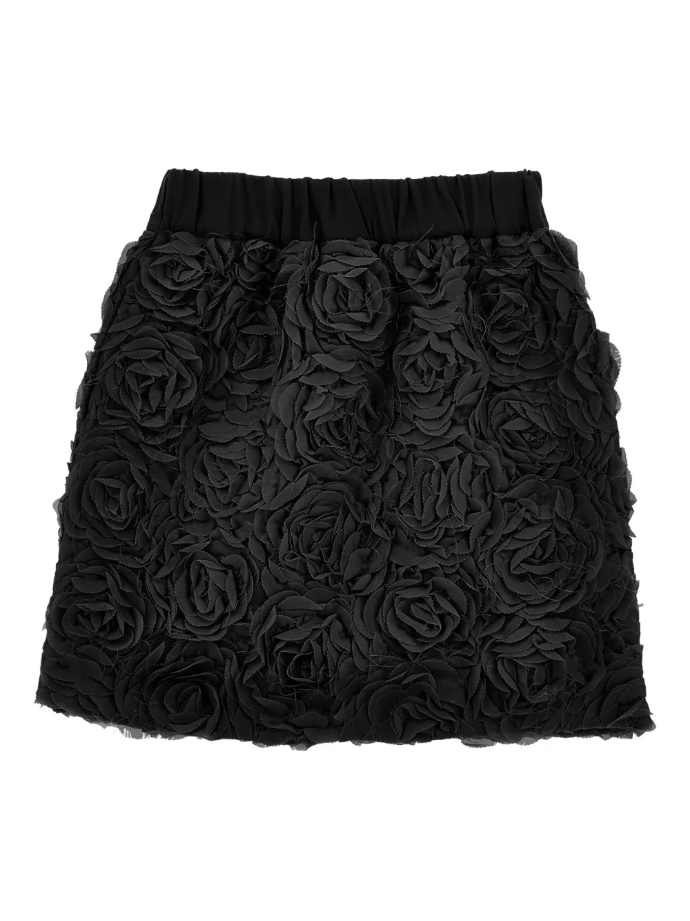 Monnalisa Mini-rok verfraaid met rozen Zwart