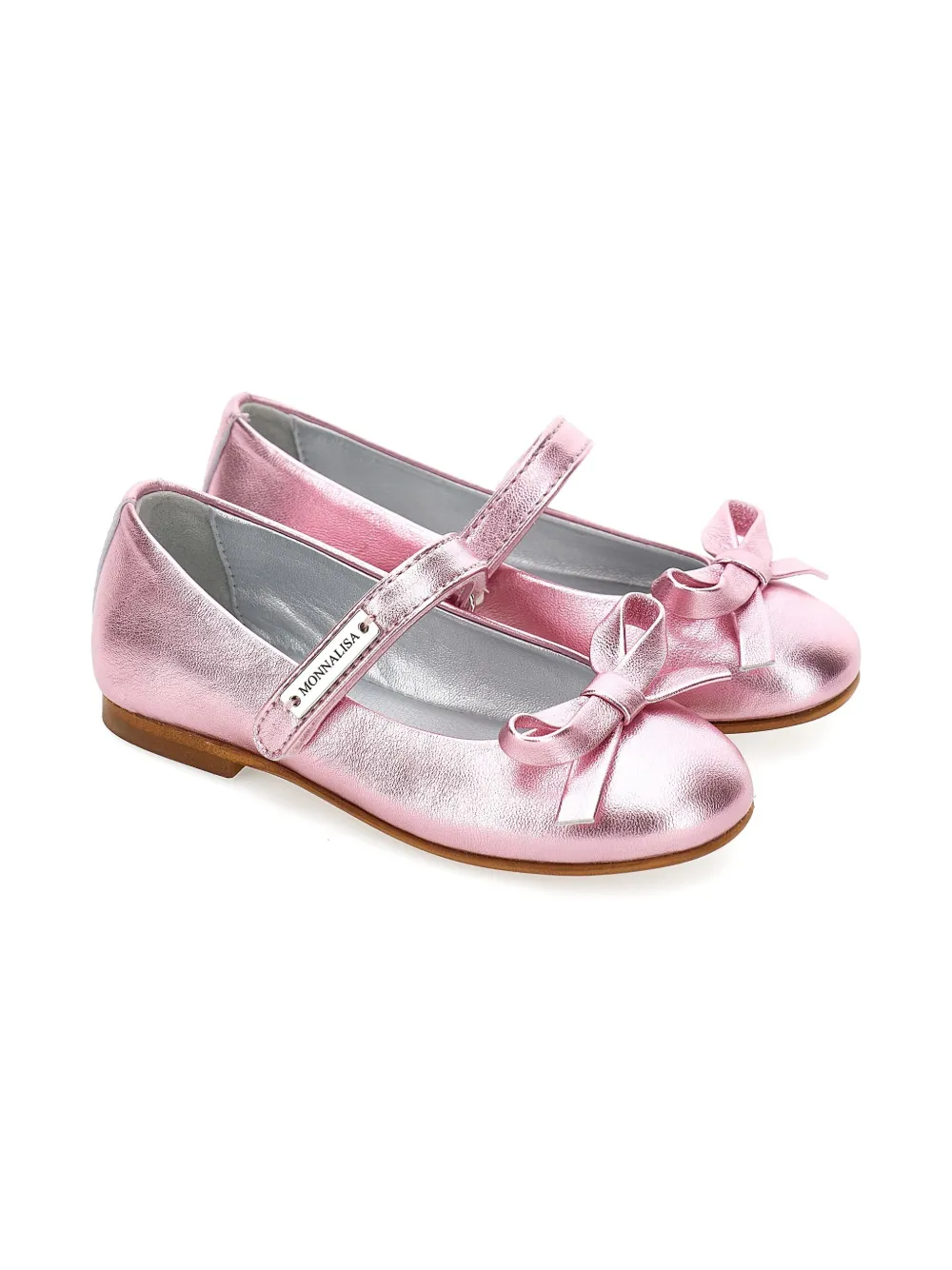 Monnalisa metallic-leather ballet flats | Pink | Image 1