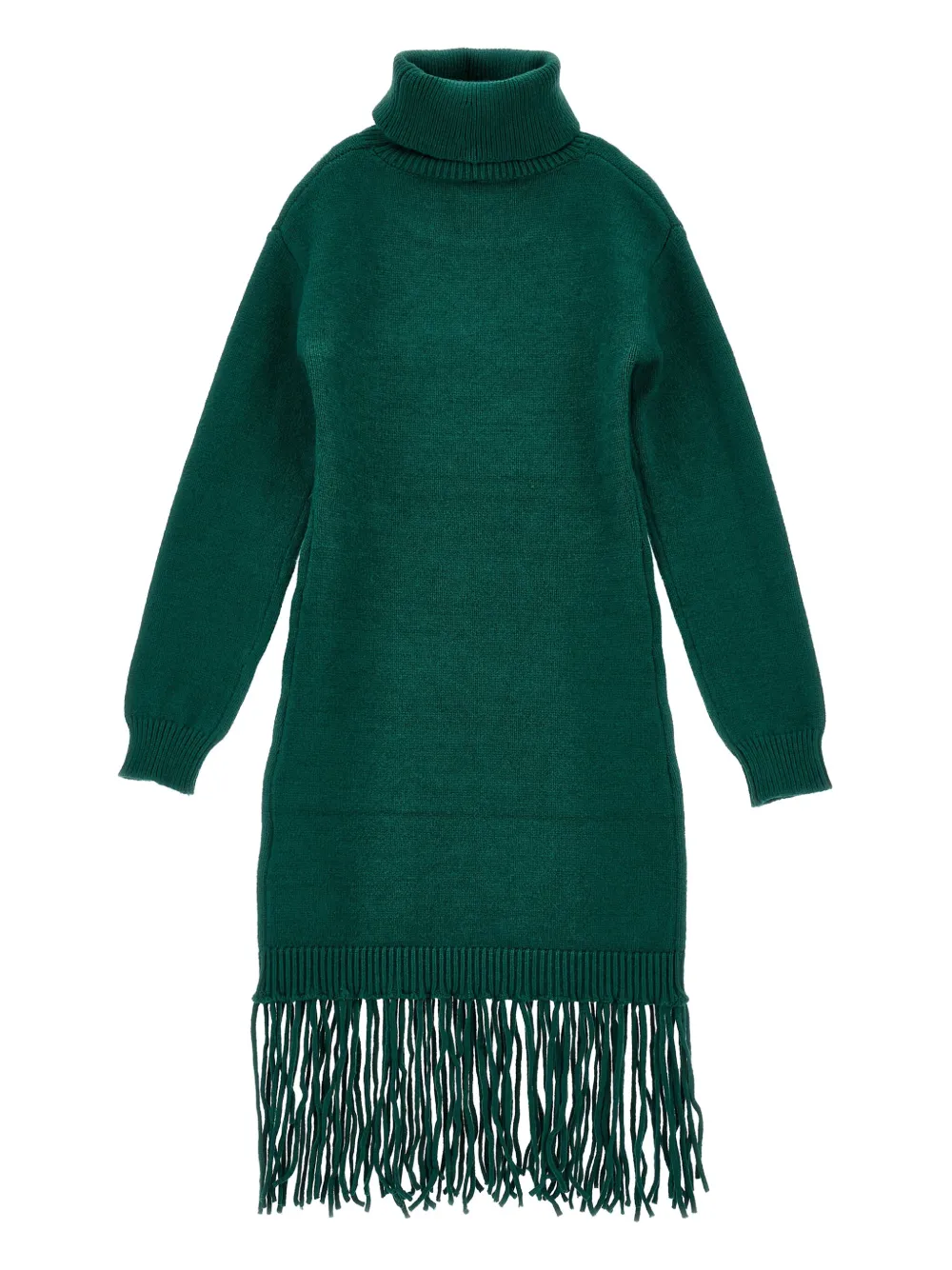 Monnalisa fringed knitted dress Groen
