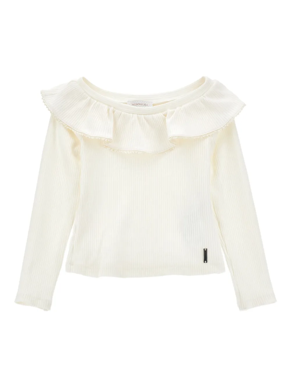Monnalisa Kids' Ribbed-knit Top In White