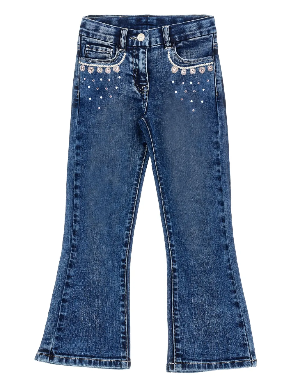 Monnalisa Flared jeans met verfraaide zakken Blauw