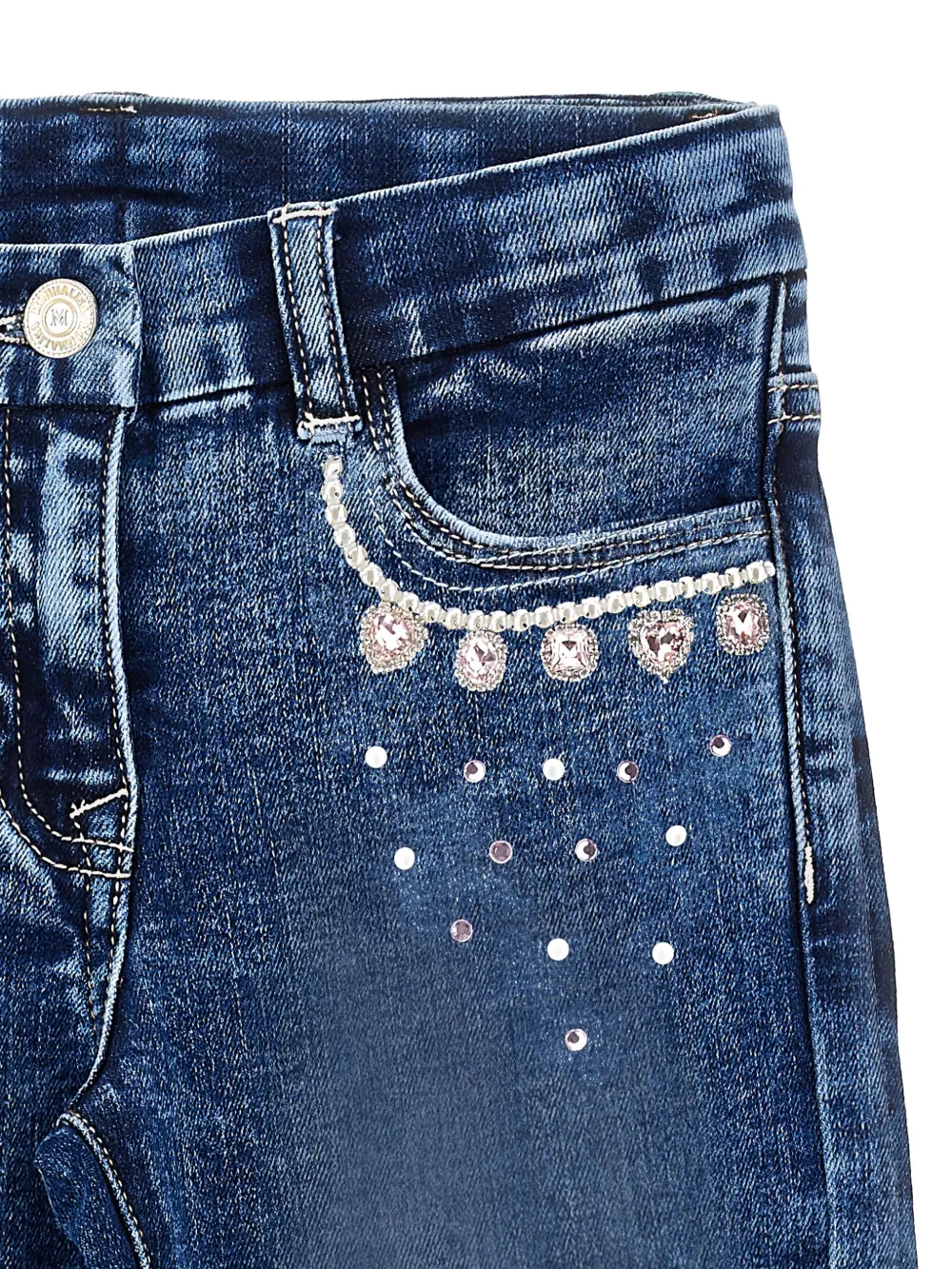 Monnalisa Flared jeans met verfraaide zakken Blauw