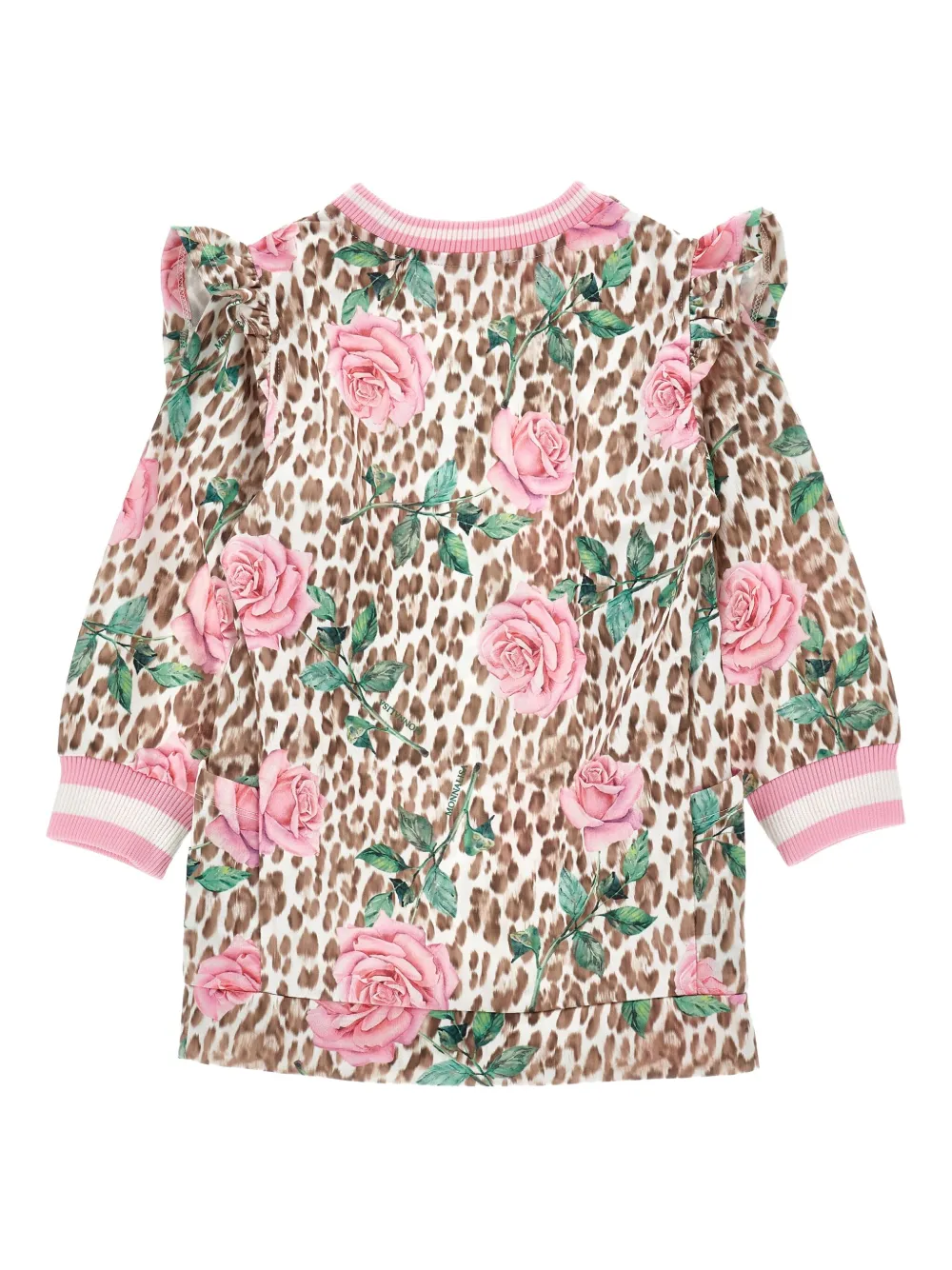 Monnalisa Jurk met bloemenprint en ruches Bruin