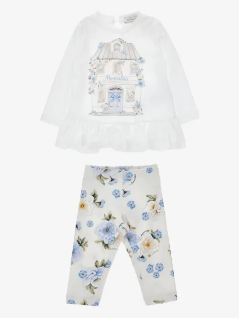 Monnalisa set de pantalones con estampado floral