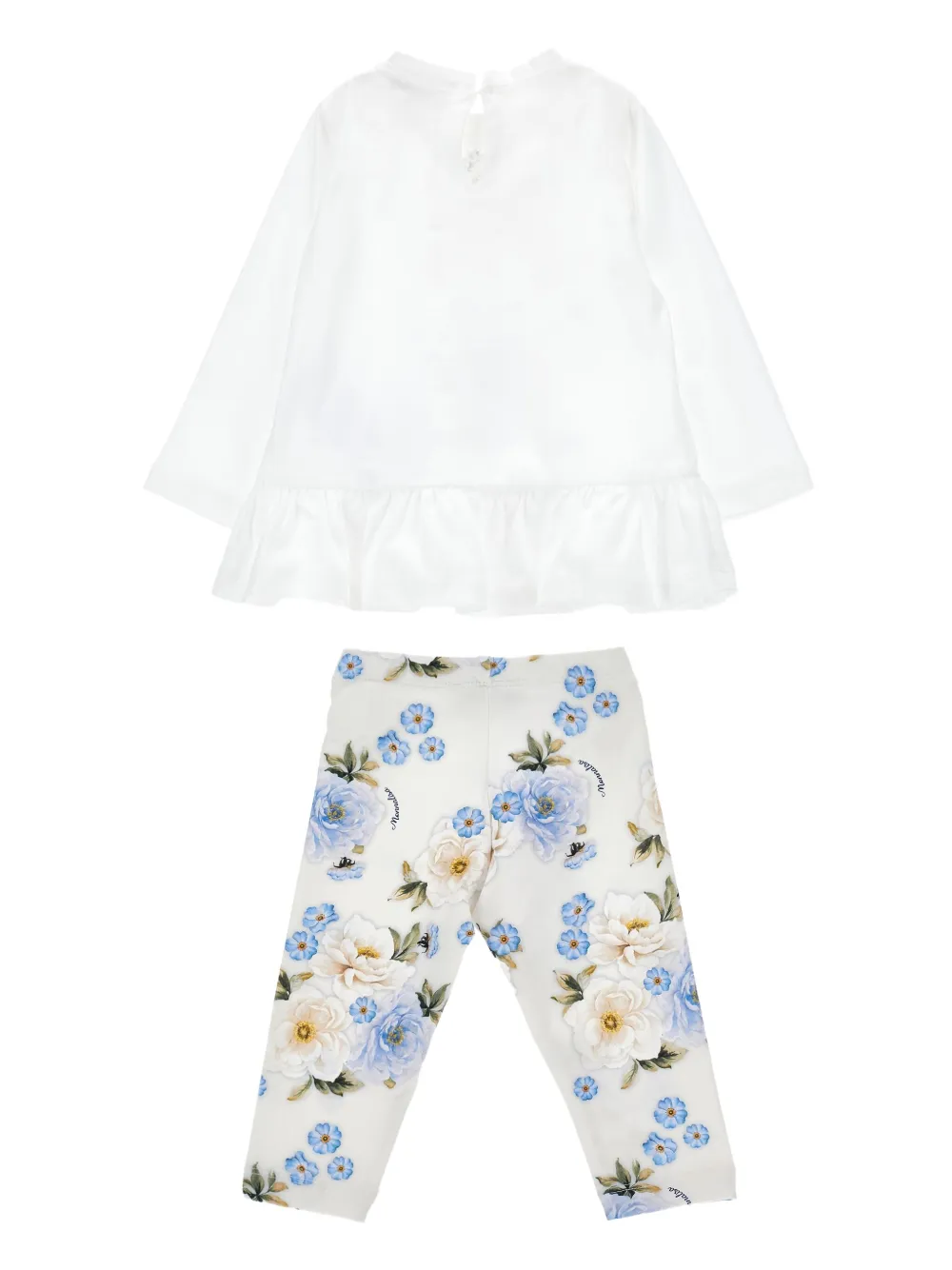 Monnalisa T-shirt en legging met bloemenprint Wit