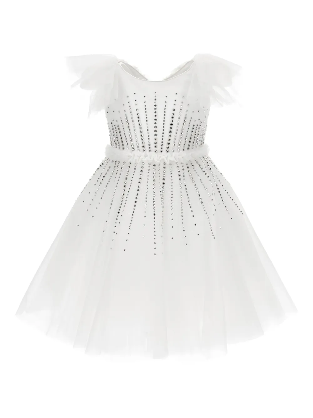 Monnalisa Abito in tulle con ruches - Bianco