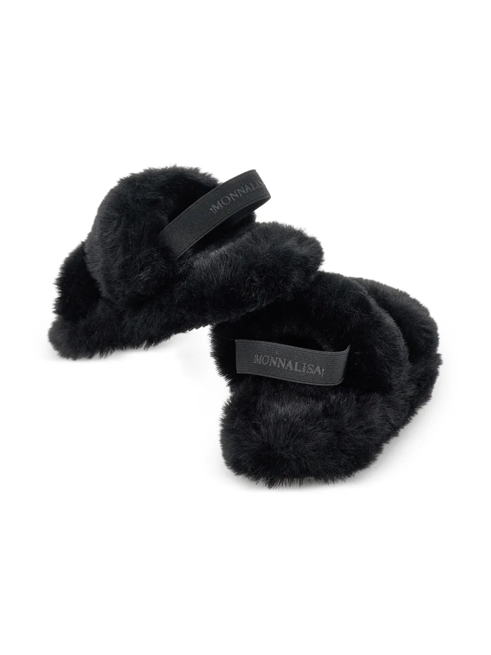 Monnalisa fur-fur sandals Black
