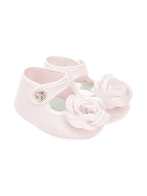 Monnalisa floral-appliqué crib shoes
