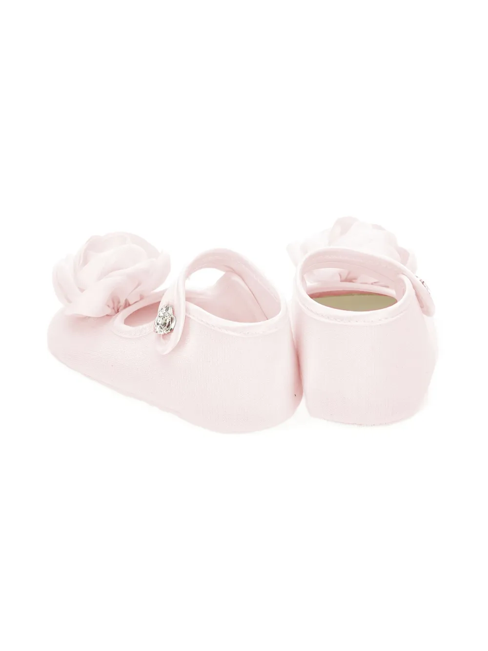 Monnalisa floral-appliqué crib shoes Pink