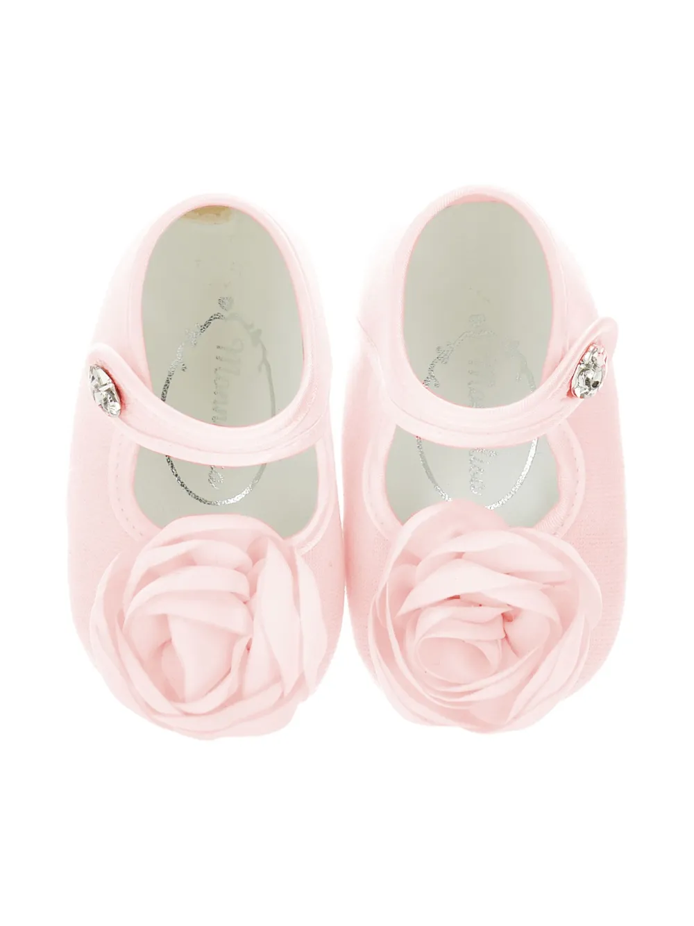 Monnalisa floral-appliqué crib shoes Pink