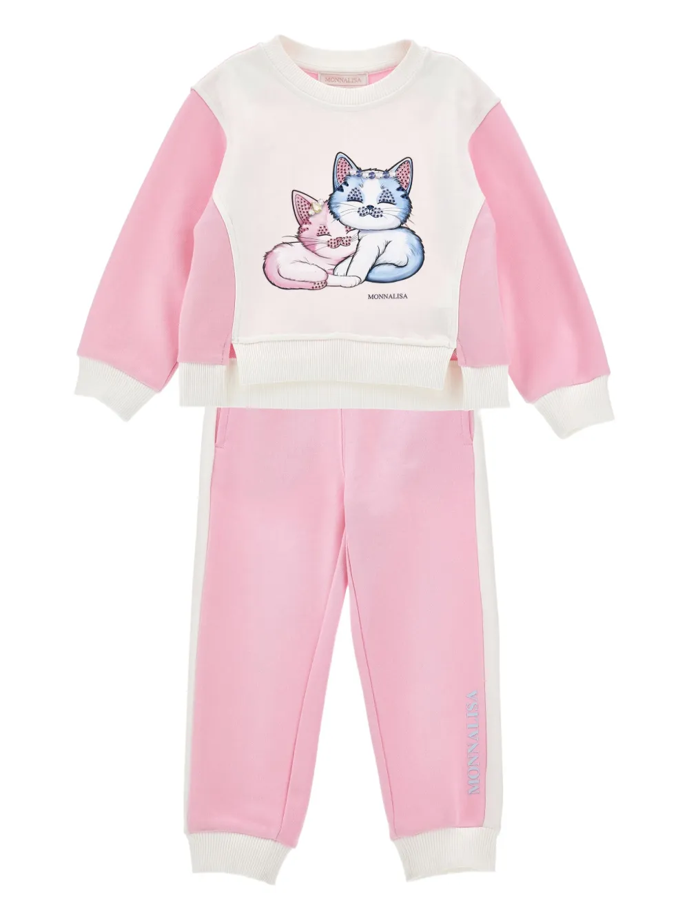 Monnalisa cat-motif tracksuit | Pink | Image 1